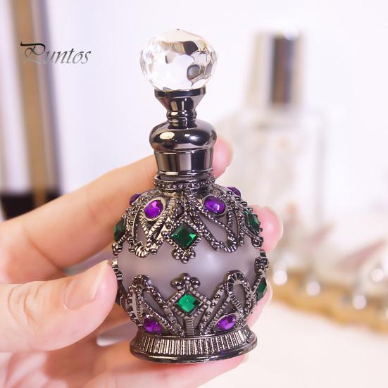 Kompakte Parfümflasche 15ML Vintage Luxus Nachfüllbare Flasche, Ätherisches Öl & Duft Glasspender Dubai Arabischer Stil Leerer Behälter für Reisen