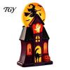 Witch Moon Glow Lanterns Halloween Haunted House Blow Mold Light, Vintage Pre-Lit Mansion Decor with Glowing Style Molded Ghost Black Cat, Indoor