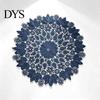 Tea Tray Mats Round Lace Doily, Dark Blue Floral Placemat, Embroidered Table Fabric Doilies Mat, Heat-resistant for Home Decoration Covers