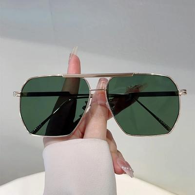 Gafas de Sol Oversize Vintage KAMMPT para Hombre Doble Puente Protección UV Diseño de Moda para Conducir al Aire Libre