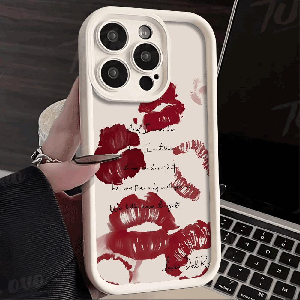 Fashion Sexy Red Lip Print Phone Case For iPhone 16 15 14 13 12 11 Pro Max XS Max X XR 12 13 Mini 14 15 16 Plus Soft Candy Cover