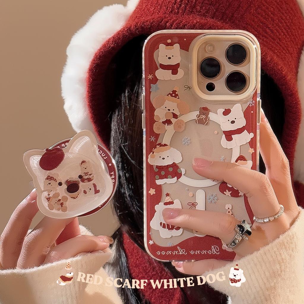 Niedlicher West Highland Schüttelnder Magnetischer Schnappverschluss Halterung 16promax Transparentes iPhone 15 Handyhülle 14 Anwendbar auf 13 Weich