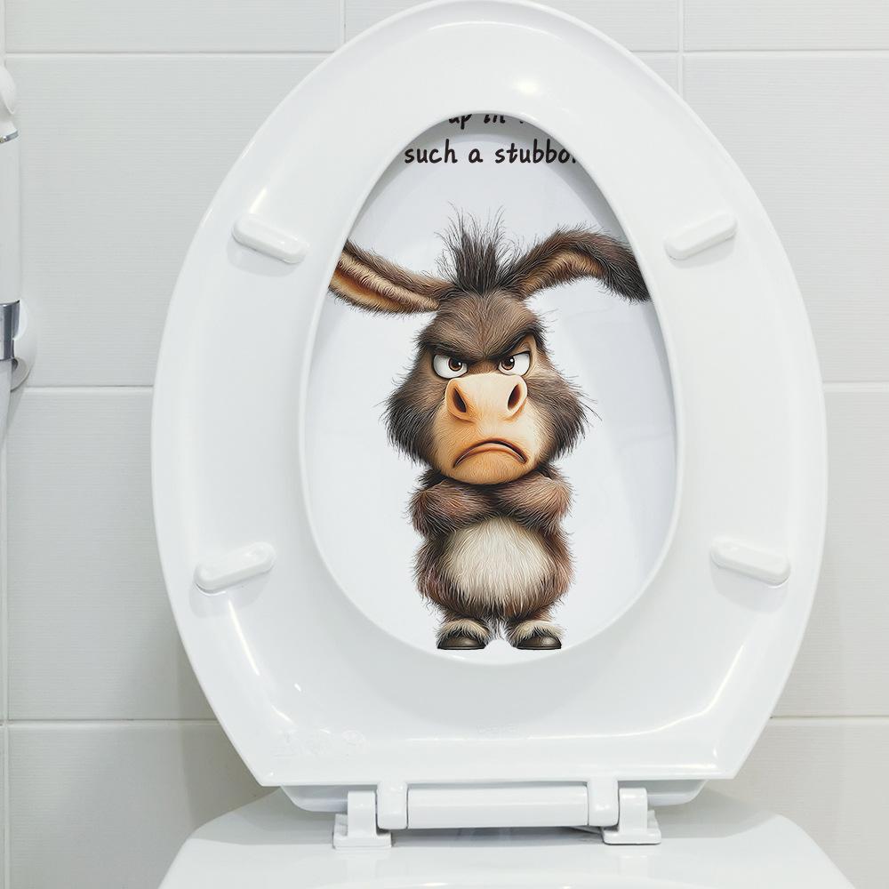 Angry Funny Donkey Toilet Seat Sticker Bathroom Decor Removable Waterproof Decal