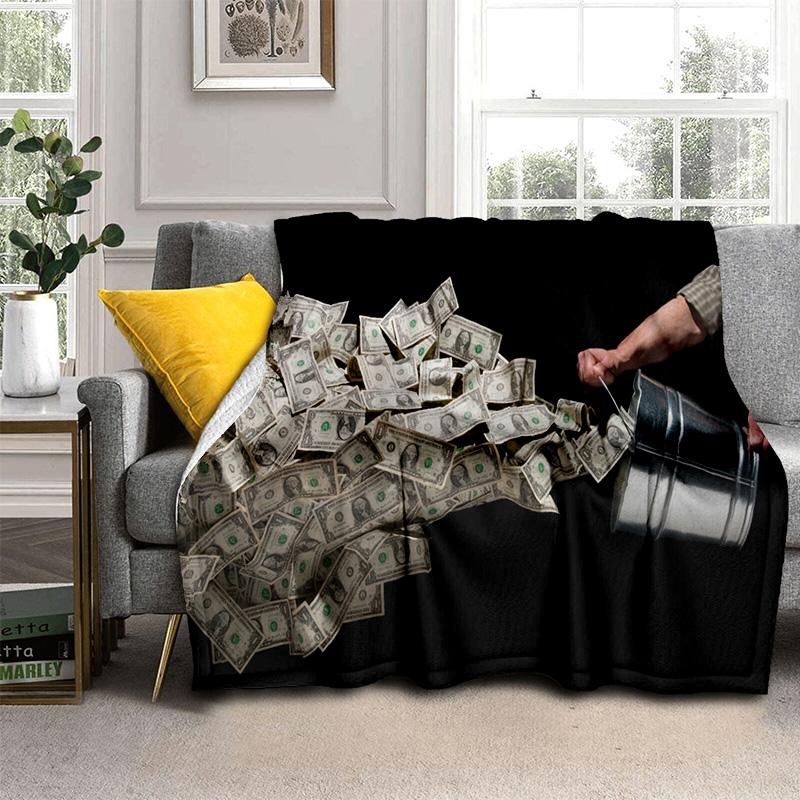 Coperta Ricca con Motivo di Dollari Euro in 3D, Coperta Morbida da Lancio per Casa Camera da Letto Letto Divano Picnic Viaggio Ufficio Coperta Copertura Bambini