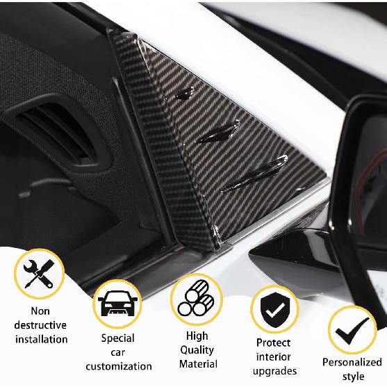 Front Window Triangle Cover Compatible with Chevrolet Corvette C8 Stingray Sports 2020 2021 2022, ABS Rearview Mirror Side Spoiler Trim Cover