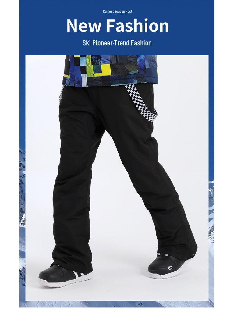 Men's Windproof Waterproof Ski Bib Pants - Thick, Warm, for Outdoor Sports