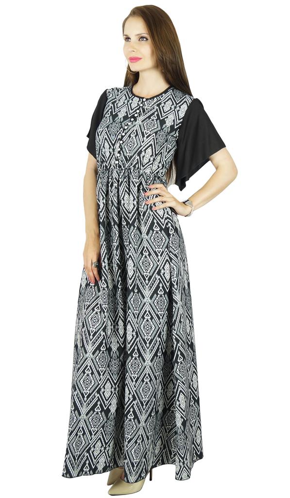 Bimba Damska czarna klasyczna elegancka sukienka maxi w stylu długim z elastyczną talią