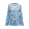 Casual Long Sleeve Women's Floral Print Sweatshirt Spring Fall Clothing Crew Neck
