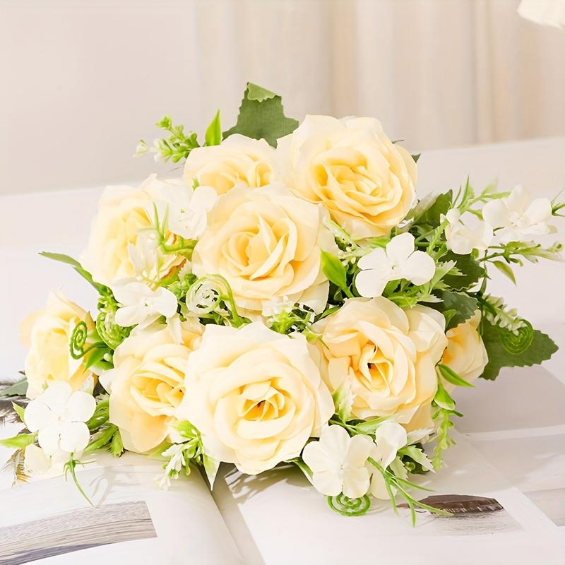 

A Bouquet of Artificial Roses, Small Flowers, And Mini Roses for Indoor Decoration, Suitable for Living Room Ornaments Wedding Decorations