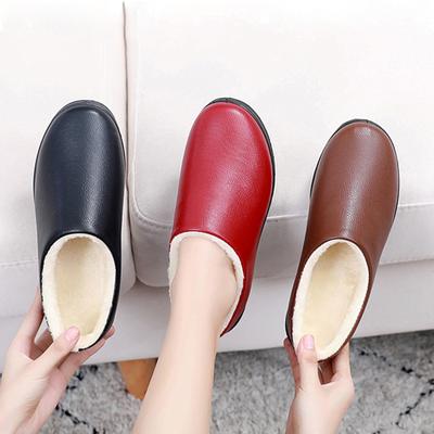 Winter Warm Home Slippers Women Waterproof Non-Slip Indoor Ladies Soft Slippers Fashion Round Head Shallow Mouth Cotton Footwear