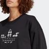 Adidas Originals Trefoil Logo Print Crew Neck Sweatshirt Women Tops Black IC5147