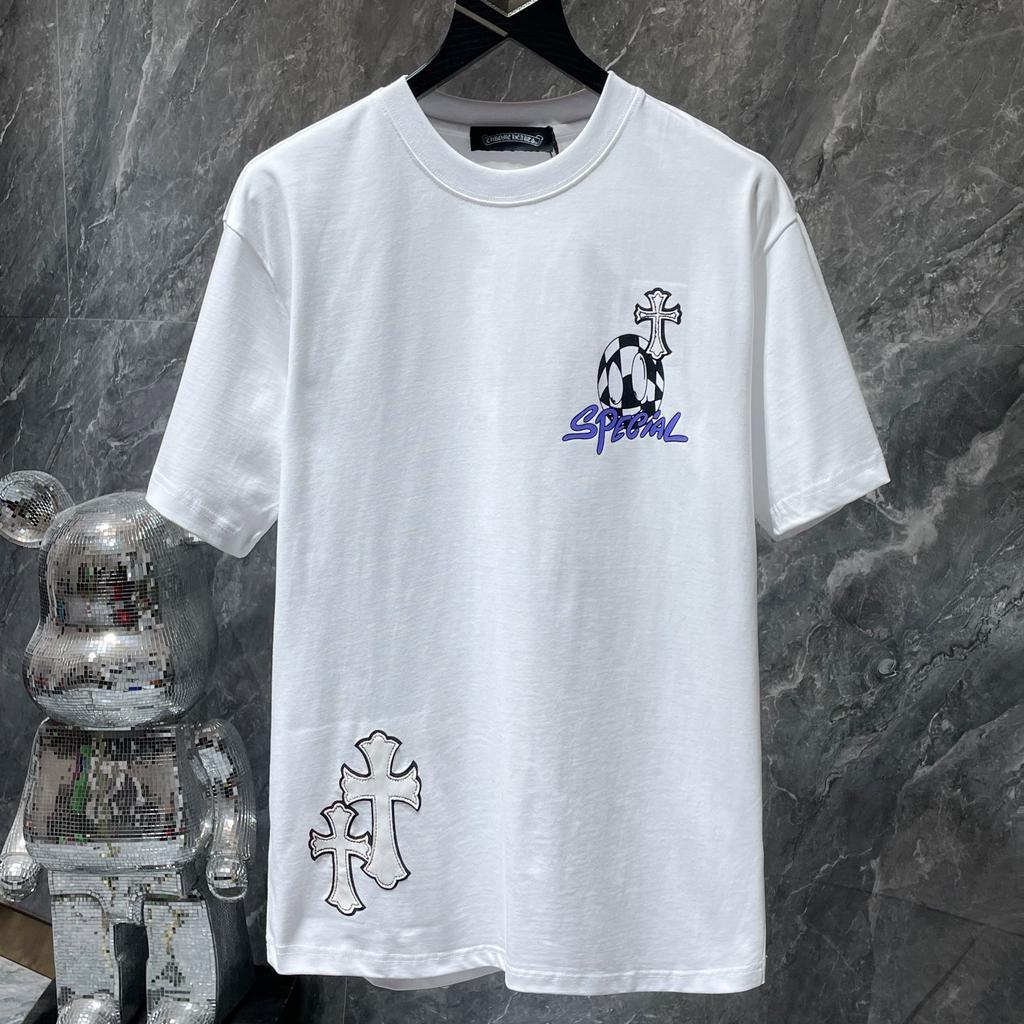 8553 CHROME HEARTS 2025 Summer New High Quality Cotton Round Neck Loose Large Size Men's and Women's T-shirt Couple T-shirt