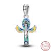 925 Silver Virgin Mary Deep Blue Golden Goddess Beautiful Blessing Charms Beads 3mm DIY Fine Jewelry Making