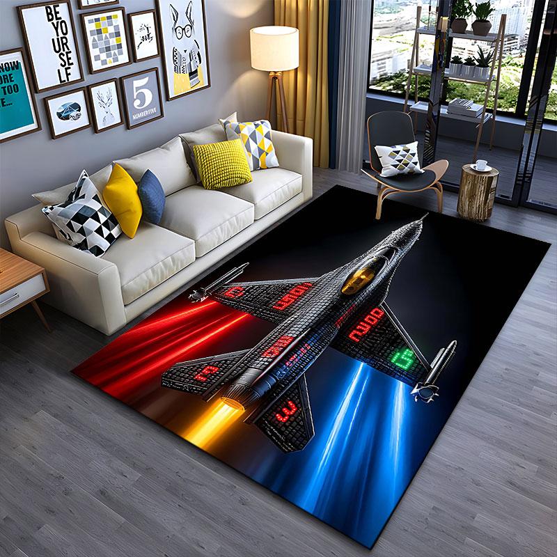 Futuristic Jet Design Carpet suitable as a non-slip mat for the living room or bedroom sofa