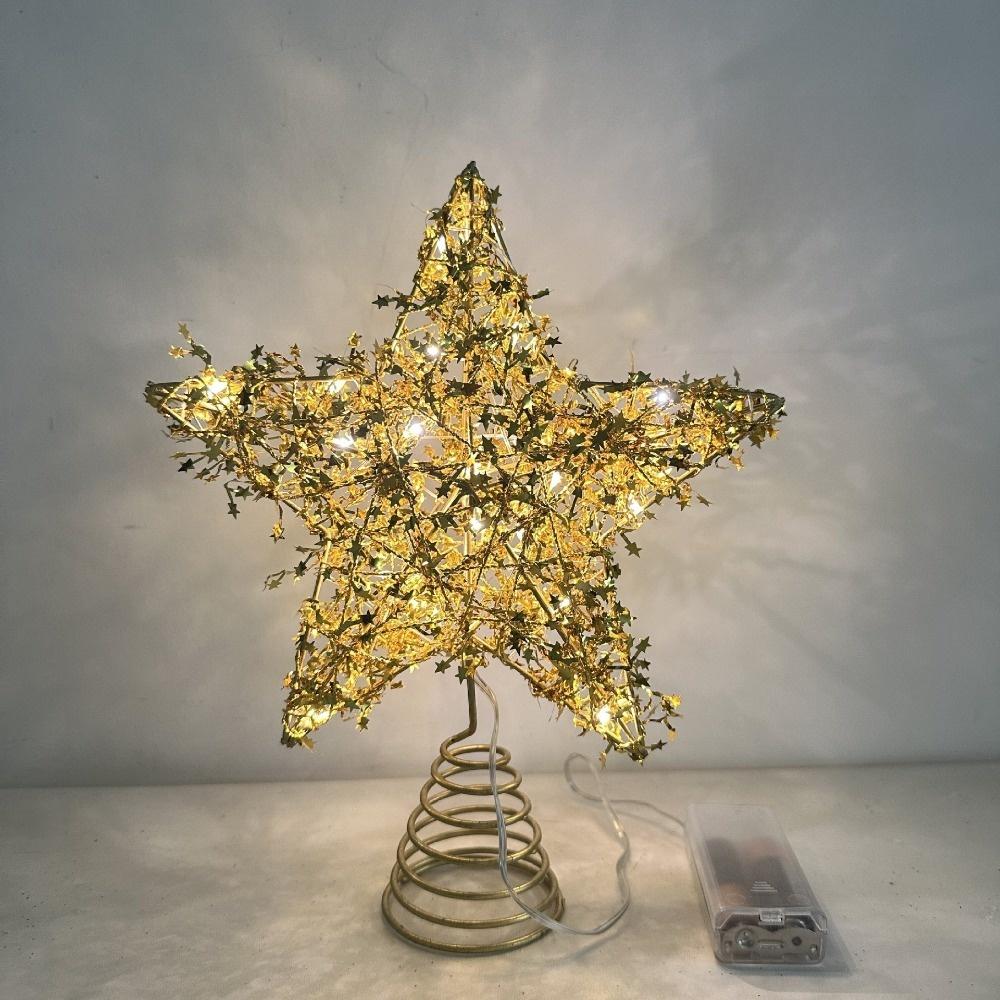 Hollow Christmas Trees Topper 3D Star Glowing Tree Topper Creative Xmas Tree Ornament