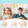 Nouvelle Décoration de Pâques en Bois Fait Main Bricolage Puzzle 3D Lapin Œufs Colorés Présentoir