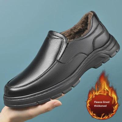 Herren Freizeitschuhe aus Leder - Weiche Sohlen, Warmes Baumwollfutter, Rutschfeste Dad Shoes