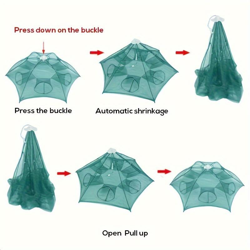 10-hole Portable Fishing Net - Durable Nylon Shrimp, Crab and Fish Catching Tool, Suitable for Outdoor Fishing Adventures.