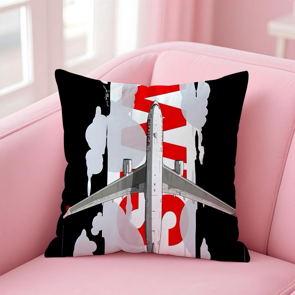 SSwissair Cushion Cover Pillow Case Soft Friendly Fabric  Concealed Zipper
