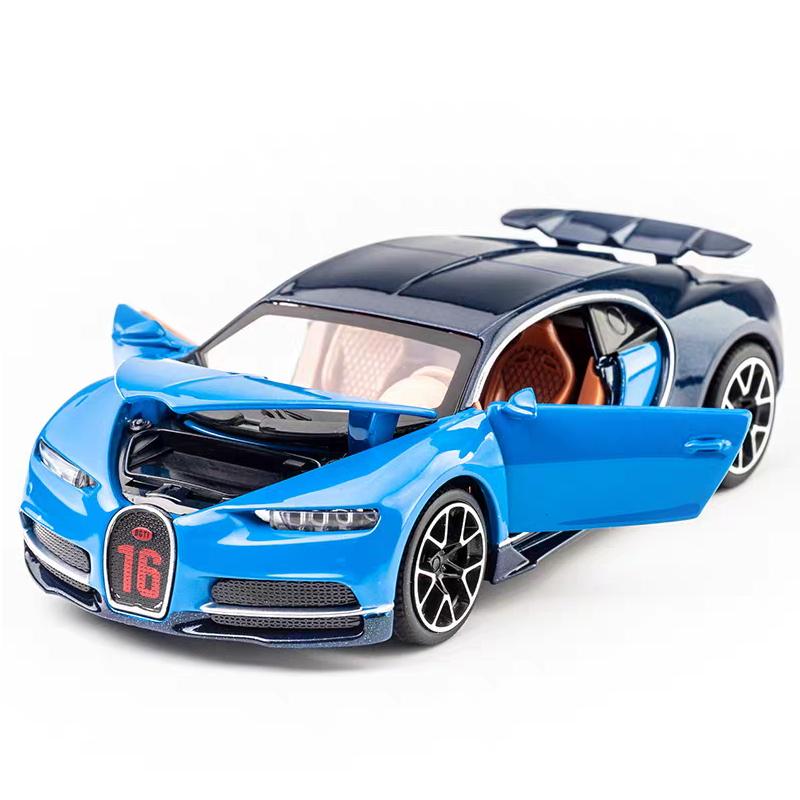 Bugatti Chiron Supersport Simulace Odlévaná a Hračková Vozidla Zvuky a Světlo Natahovací Auto 1:32 Dárky z modelů ze slitin pro děti