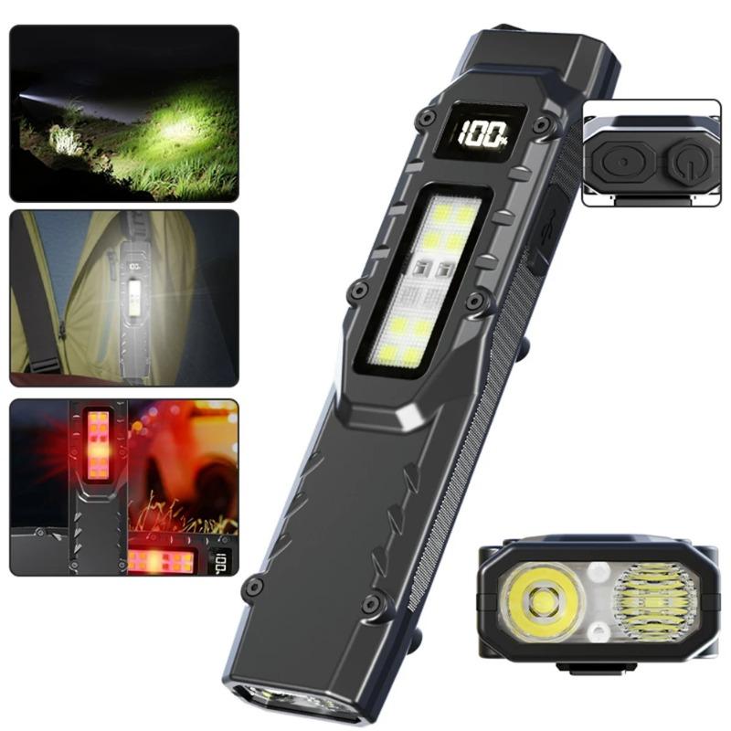 LED Ultratunn Ficklampa med Pennklämma Mini Campinglampa IPX44 Vattentät Bärbar Ficklampa 1200LM för Utomhusvandring