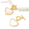18K Gold Plated Heart Toggle Clasps For Jewelry Making,Brass Natural Shell OT Clasps Connectors,DIY Bracelet Making Supplies