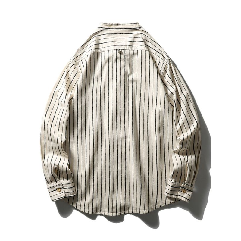 Japan fashion Retro Designer Stripe Shirts Men's Long sleeve Spring and Autumn Outerwear Export Men's Cotton Casual Shirt
