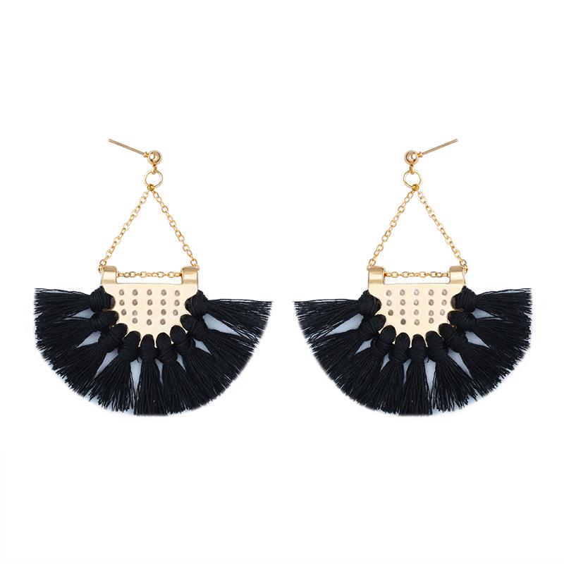 Ethnic Style Fashion Fan-shaped Tassel Earrings Bohemian Earrings Personalized Ear Jewelry ARI