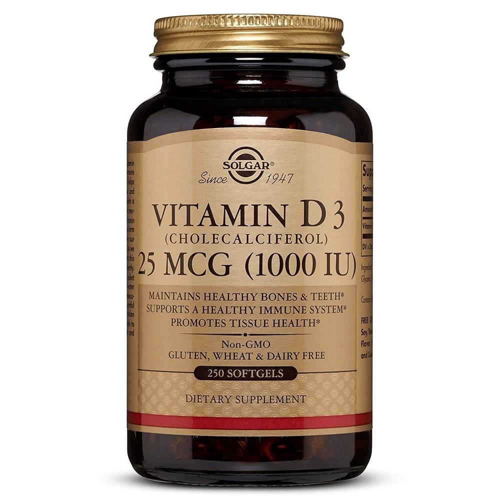 Solgar Vitamin D3 (Cholecalciferol) 1000 IU Softgels 1 pcs 250 Tablets