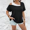 Large size women's fake two-piece T-shirt spring and summer new loose casual style contrasting top