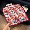 71Cm New Chinese Simulation Silk Square Scarf Soft and Skin-friendly Ink Flower Rhyme Printing Silk Scarf Neck Sunscreen Small Scarf