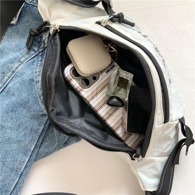 Men's Letter Print Chest Bag Women's Waist Bag Student Sports Crossbody Mobile Phone Bag