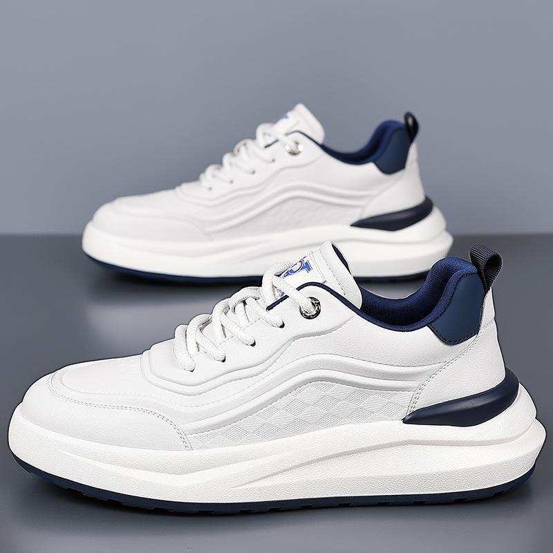 Men's Autumn & Winter Genuine Leather Sneakers - Stylish, Comfortable, Versatile, Casual White Shoes.