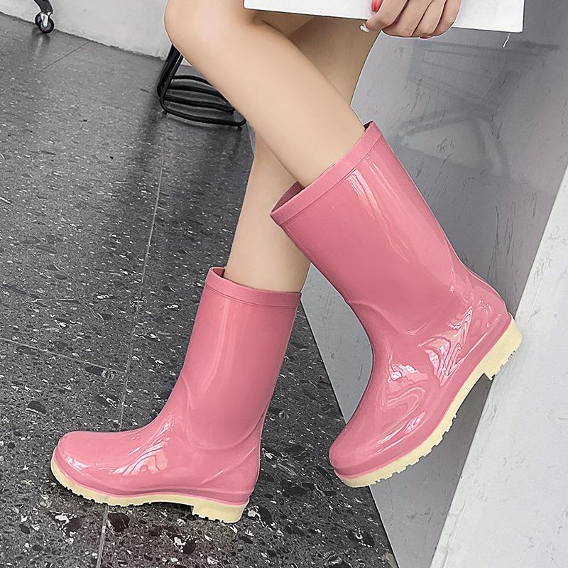 Trend Mid-tube Rain Shoes Women's Non-slip Mid-top Waterproof Shoes Rain Shoes Water Boots Rain Boots Women's Car Wash Kitchen Rubber Shoes