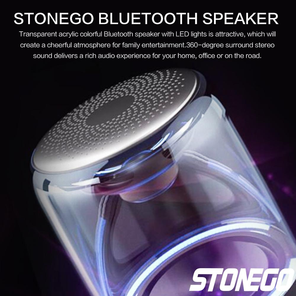 True Wireless Stereo Speaker with Transparent Design Breathing LED Light TWS Bluetooth 5 0 TF Card AUX Audio Input