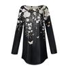 Damen T-Shirts Niedlich Vintage Musterdruck T-Shirt Langarm Tunika Oberteile Baumwolle Pullover