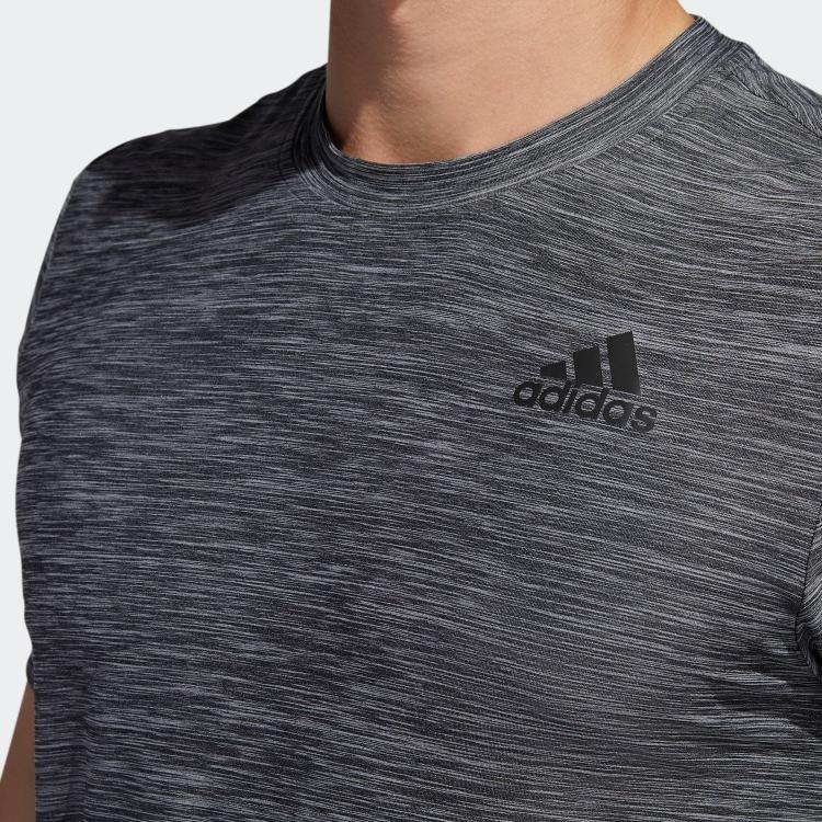 adidas Solid Color Fitness Round Neck Sport Short Sleeve T-Shirt Men Tops Grey FL8478