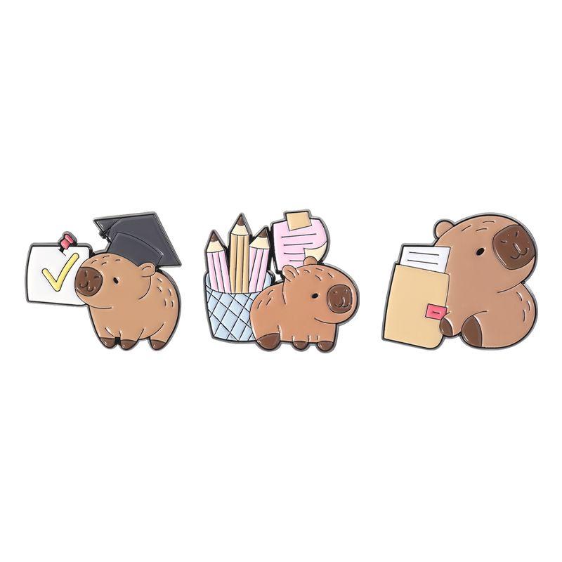 2-9pcs/set Cute Capybara Enamel Pins Creative Cartoon Animal Brooch Lapel Badge Funny Jewelry Accessories Gifts For Kids Friends