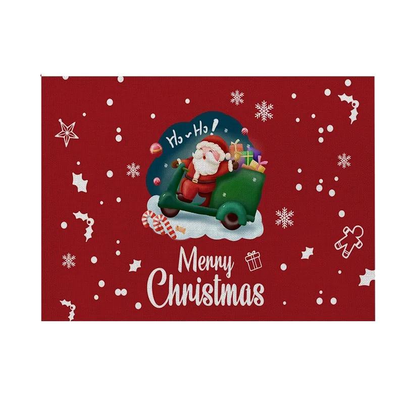 1PC Christmas Decorative Kitchen Placemat Tree Santa Snowman Coaster Dining Table Mats Linen Pad Bowl Cup Mat Xmas Home Decor