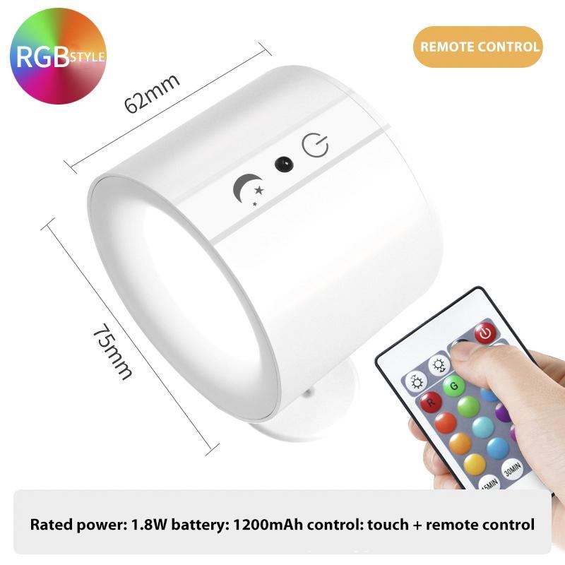 LED Double Head Wall Lamp Touch Control Remote 360 Rotatable USB Recharge Wireless Portable Night Light For Bedroom Reading Lamp
