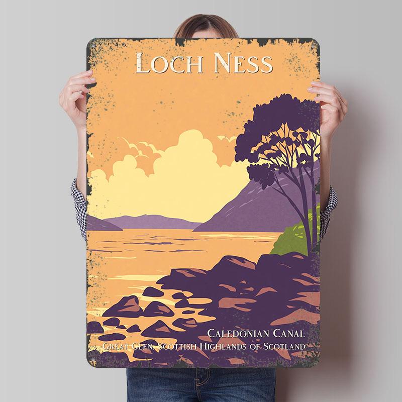 

Loch Ness Travel Tinplate Poster Customized Wall Art Vintage Retro Metal Signs for Interior Decoration Living Room Decor Men 20x30cm（7.8x11.8inch）