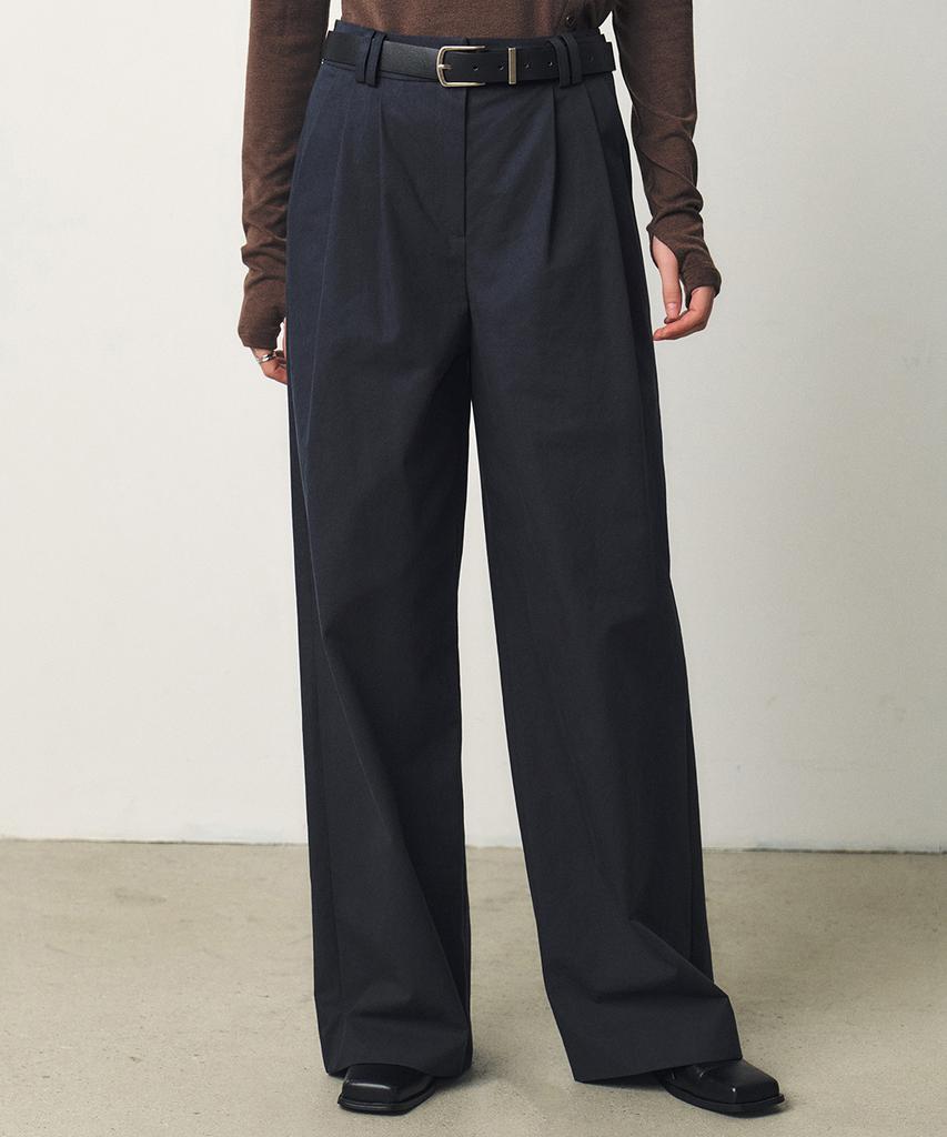ARTID Deep Tuck Wide Cotton Pants_Navy