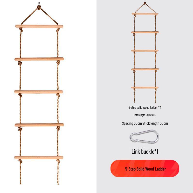 Children's Outdoor Sensory Integration Rope Ladder and Swing Set with Climbing Rings