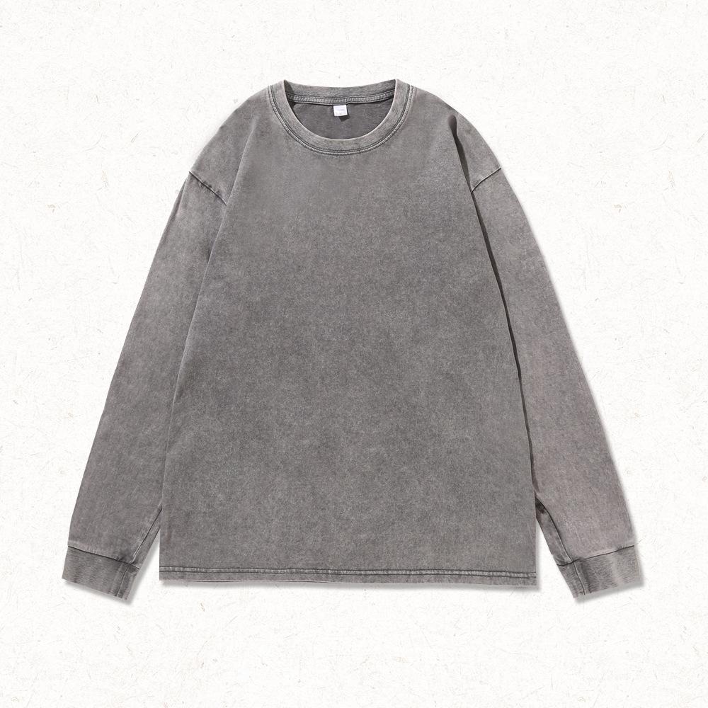 

Мужская футболка с длинным рукавом из 100% хлопка с эффектом сильно выстиранного винтажа, свободного кроя, для весны и осени, с круглым вырезом L