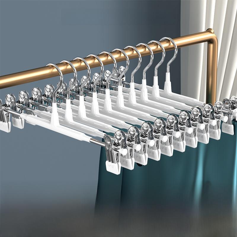 No-Trace Anti-Slip Stainless Steel Clothes Hanger Pants Clamp Skirt Drying Clamp Multi-Purpose Clothesline Storage Organizer