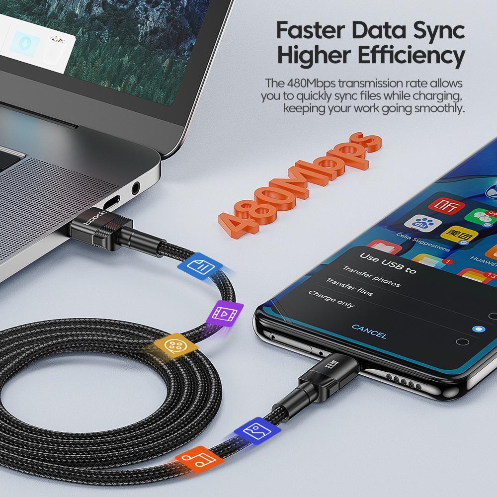 Toocki 6A USB To Type C Cable for Huawei Xiaomi PD 100W Fast Charging Charger USB C Data Cord Quick Charge for Samsung Oneplus 5