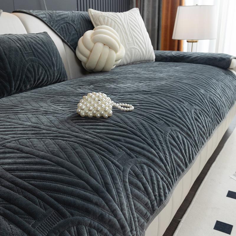 Winter-Sofakissen aus Milchfaser, Wohnzimmer, rutschfest, verdicktes Fleece, warme Sofa-Sitzkissen, Sofa-Rückenlehnenbezug, Handtuch