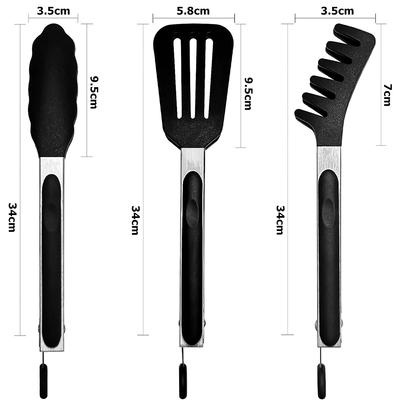 LMETJMA 3 in 1 Silikon Küchenzange Set Edelstahl Antihaft Lebensmittelzange mit Silikonspitzen BBQ Grillzange JT303
