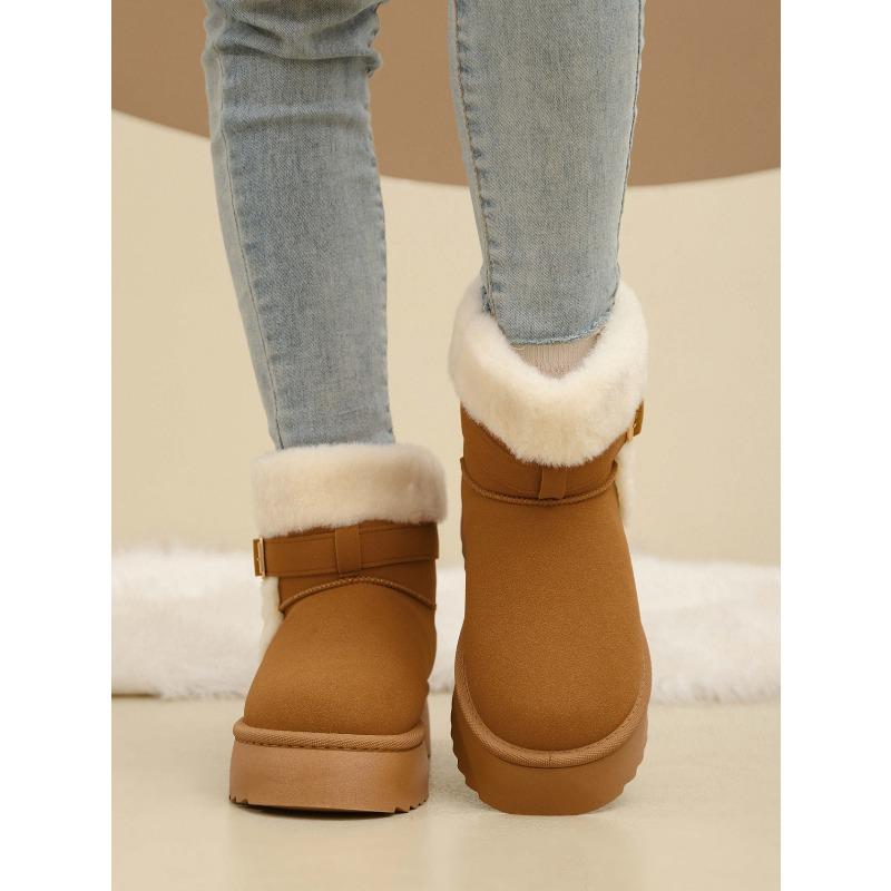 Mid-Calf Snow Boots for Women 2025 Plus Size Winter New Arrival Fashionable Versatile Anti-Slip Warm Thick-Sole Cotton Boots