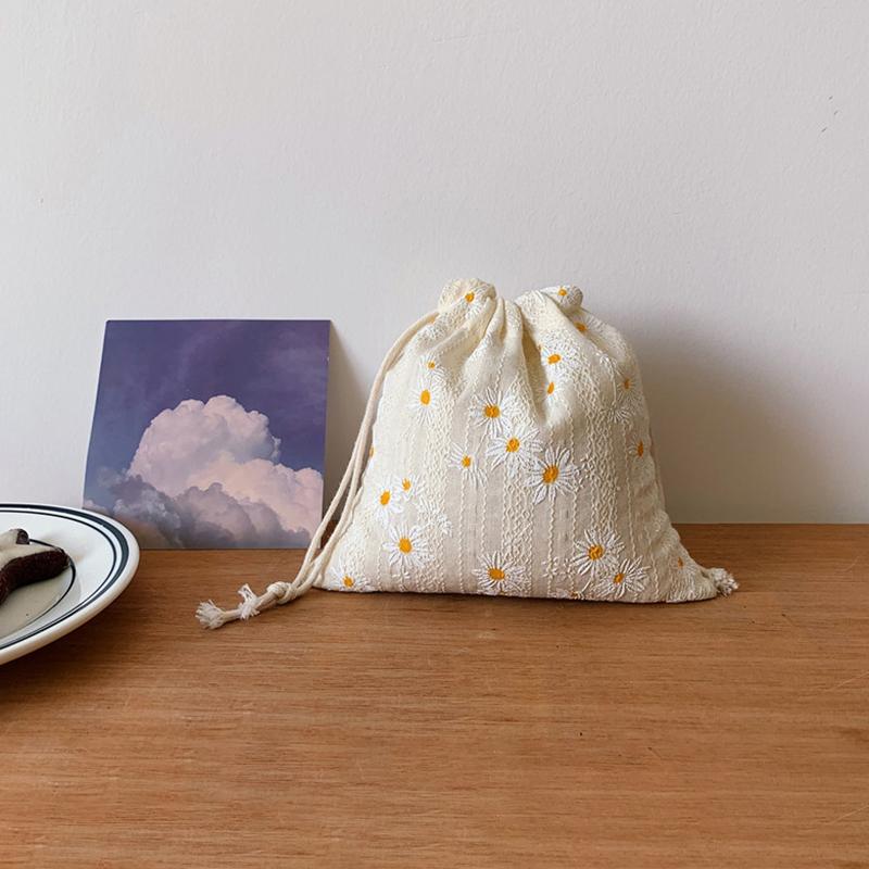 Žena šperky kosmetické úložné pouzdro daisy taška roztomilá malá peněženka na mince DIY stahovací taška cestovní prachotěsná kabelka